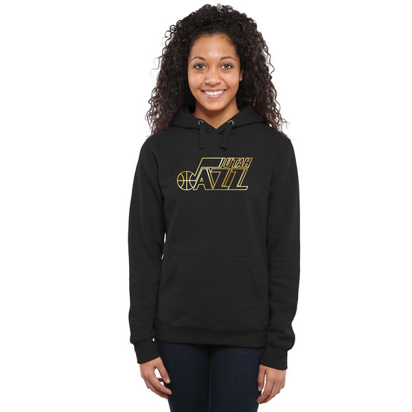 Utah Jazz Women's Gold Collection Ladies Pullover Hoodie Black
