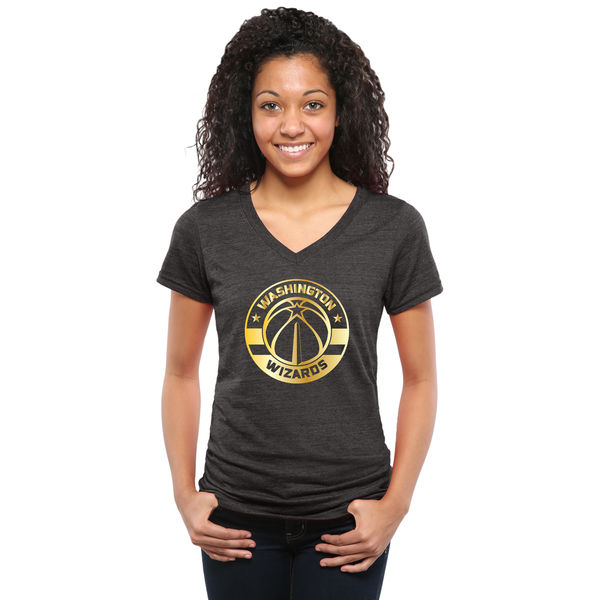 Washington Wizards Women's Gold Collection V Neck Tri Blend T-Shirt Black
