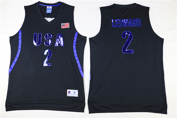 USA 2 Kawhi Leonard Black Basketball Jersey