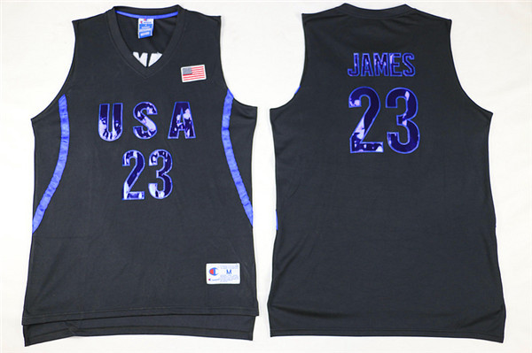 USA 23 LeBron James Black Stitched Jersey