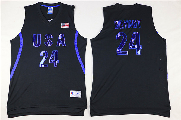 USA 24 Kobe Bryant Black Basketball Jersey