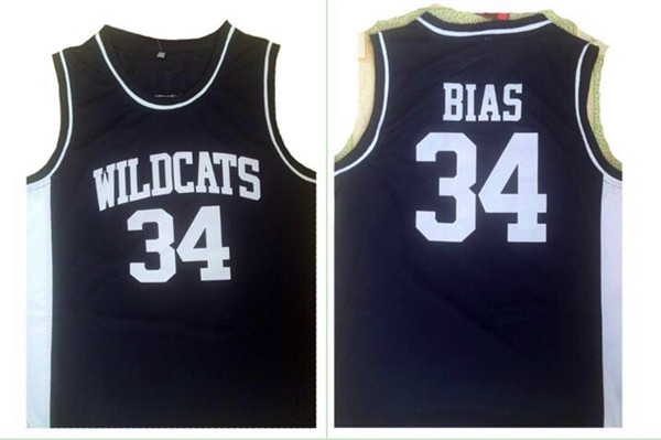 Wildcats High School 34 Len Bias Black Basketball Jersey