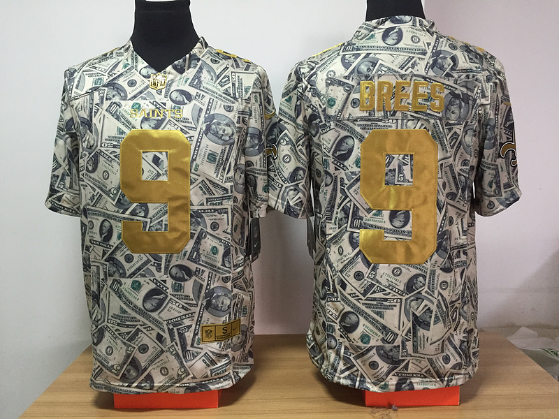 Nike Saints 9 Drew Brees Grey US Dollar Fashion Limited Jersey