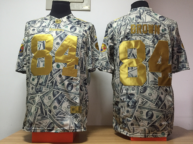 Nike Steelers 84 Antonio Brown Grey US Dollar Fashion Limited Jersey