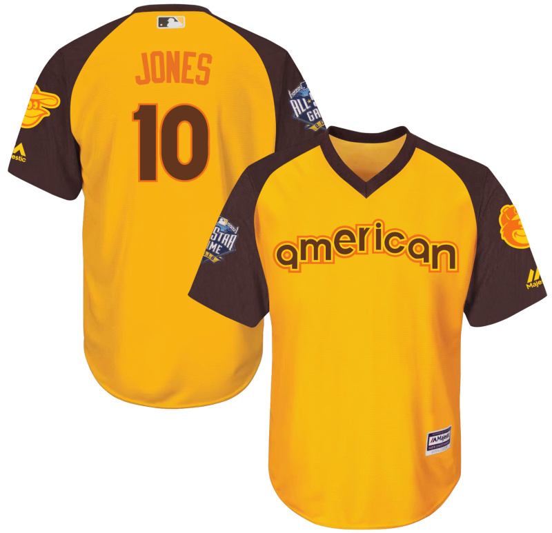 Orioles 10 Adam Jones Yellow Youth 2016 All-Star Game Cool Base Batting Practice Player Jersey
