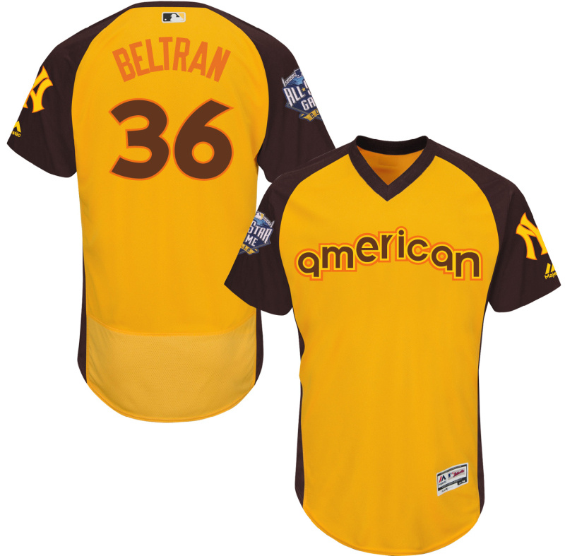 Mets 36 Carlos Beltran Yellow 2016 All-Star Game Cool Base Batting Practice Player Jersey