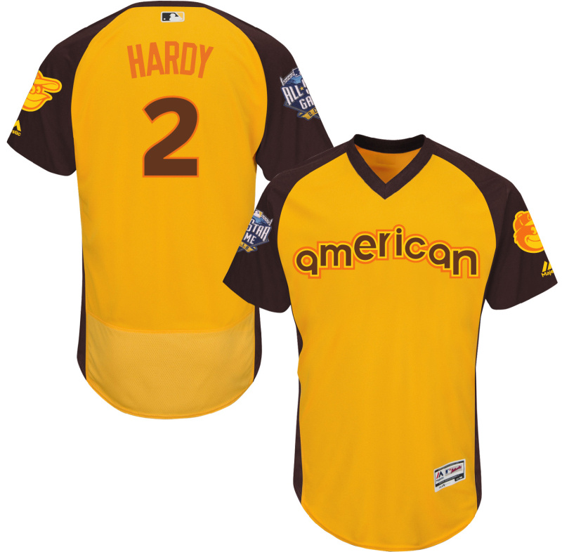 Orioles 2 J.J. Hardy Yellow 2016 All-Star Game Cool Base Batting Practice Player Jersey