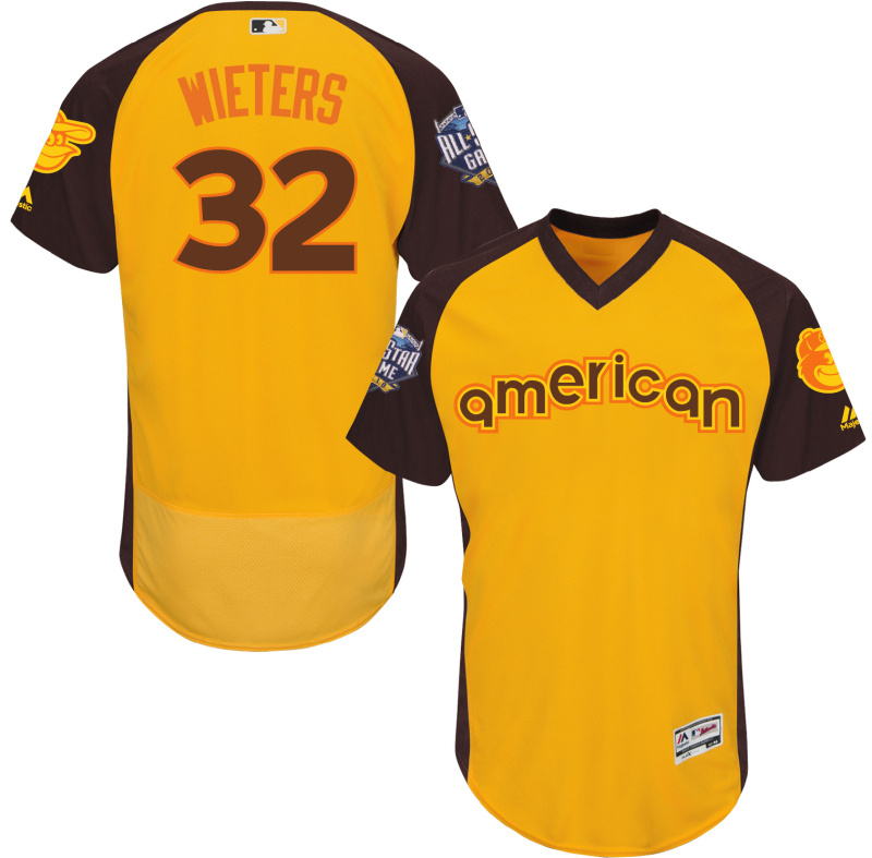 Orioles 32 Matt Wieters Yellow 2016 All-Star Game Cool Base Batting Practice Player Jersey