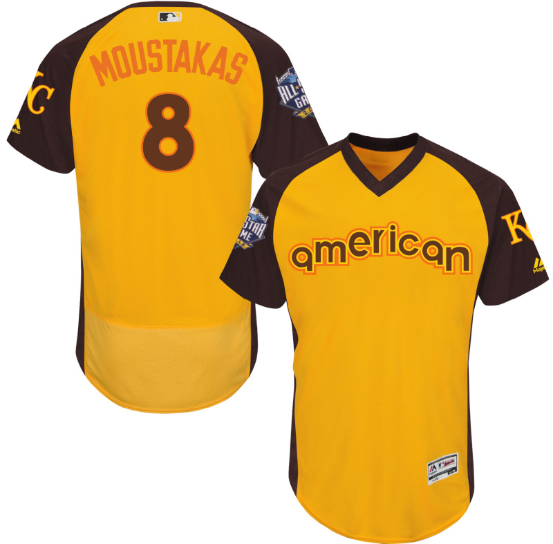 Royals 8 Mike Moustakas Yellow 2016 All-Star Game Cool Base Batting Practice Player Jersey