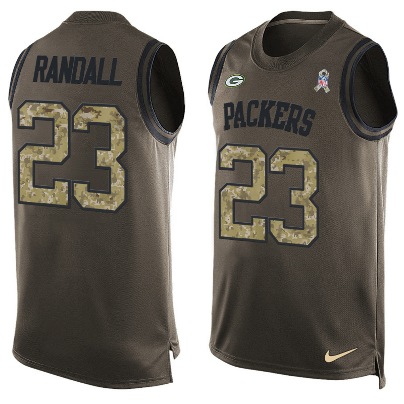 Nike Packers 23 Damarious Randall Olive Green Salute To Service Player Name & Number Tank Top