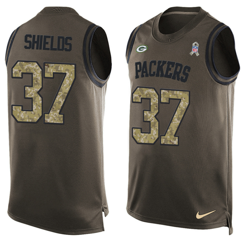 Nike Packers 37 Sam Shields Olive Green Salute To Service Player Name & Number Tank Top
