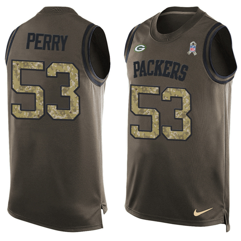 Nike Packers 53 Nick Perry Olive Green Salute To Service Player Name & Number Tank Top