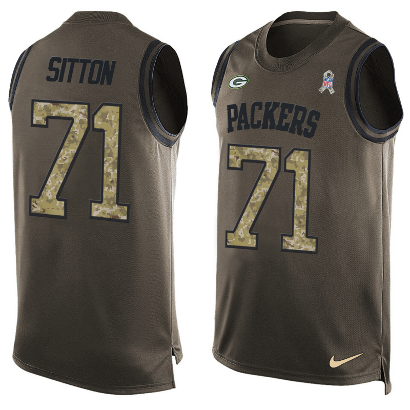 Nike Packers 71 Josh Sitton Olive Green Salute To Service Player Name & Number Tank Top