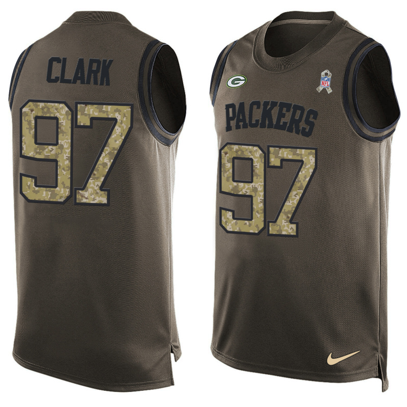 Nike Packers 97 Kenny Clark Olive Green Salute To Service Player Name & Number Tank Top