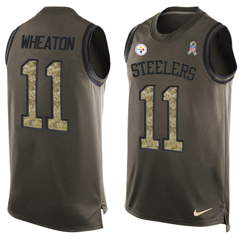 Nike Steelers 11 Markus Wheaton Olive Green Salute To Service Player Name & Number Tank Top