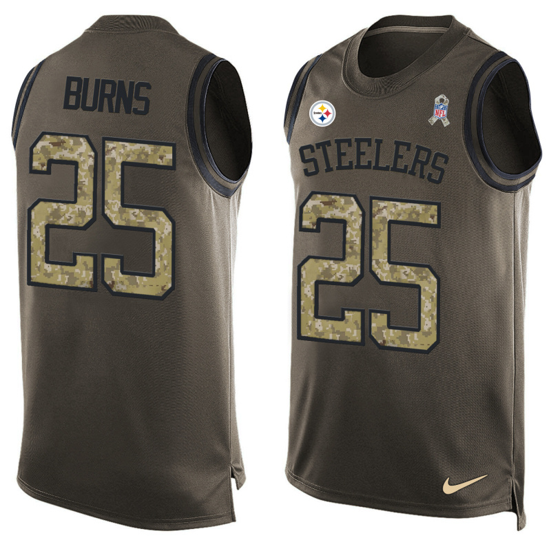 Nike Steelers 25 Artie Burns Olive Green Salute To Service Player Name & Number Tank Top