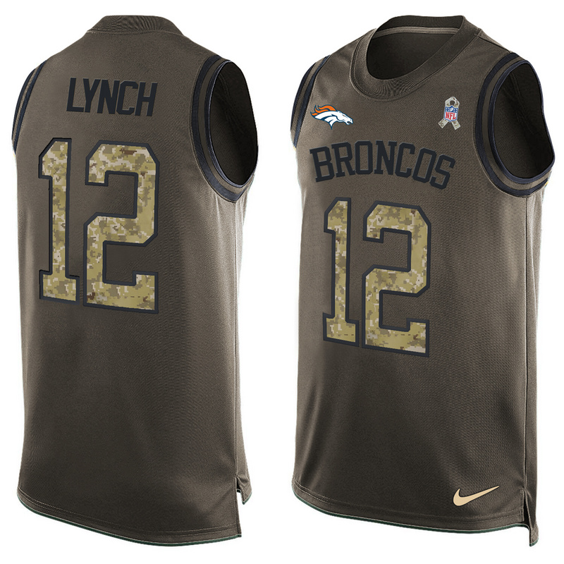 Nike Broncos 12 Paxton Lynch Olive Green Salute To Service Player Name & Number Tank Top