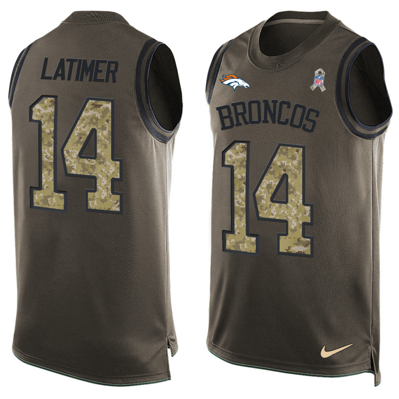 Nike Broncos 14 Cody Latimer Olive Green Salute To Service Player Name & Number Tank Top
