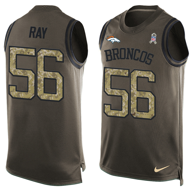 Nike Broncos 56 Shane Ray Olive Green Salute To Service Player Name & Number Tank Top - Click Image to Close