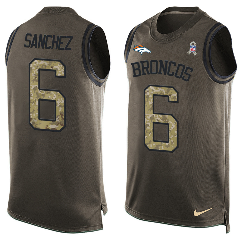 Nike Broncos 6 Mark Sanchez Olive Green Salute To Service Player Name & Number Tank Top - Click Image to Close