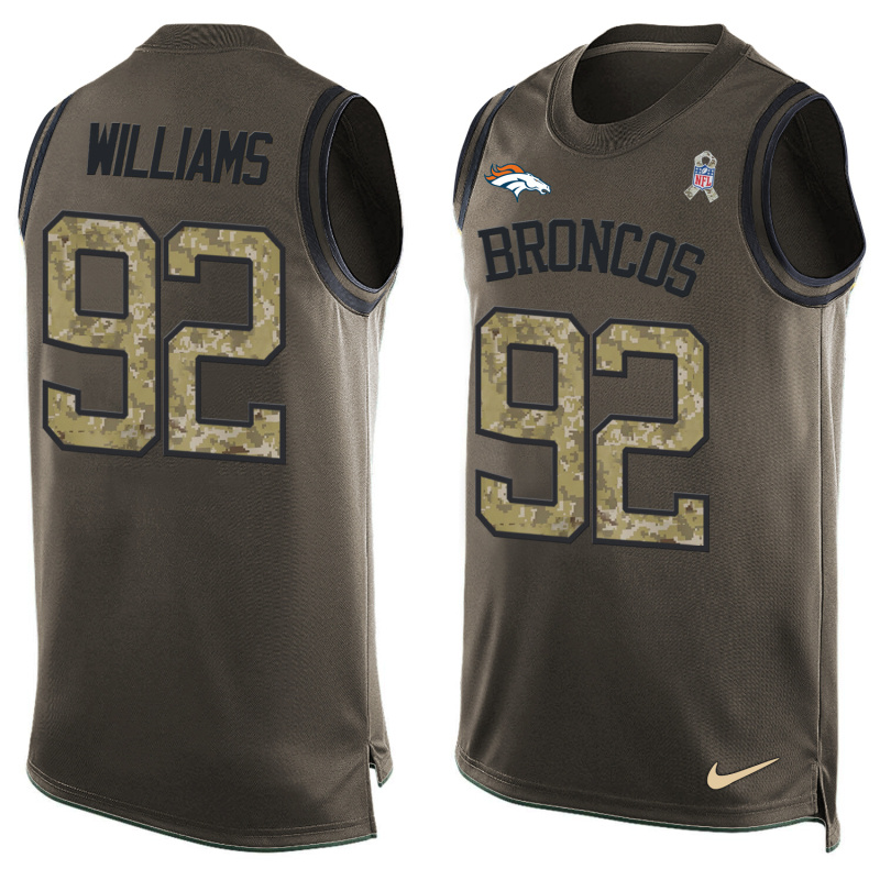 Nike Broncos 92 Sylvester Williams Olive Green Salute To Service Player Name & Number Tank Top
