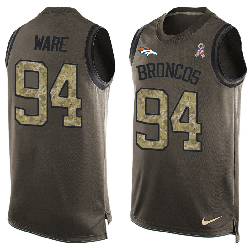 Nike Broncos 94 DeMarcus Ware Olive Green Salute To Service Player Name & Number Tank Top