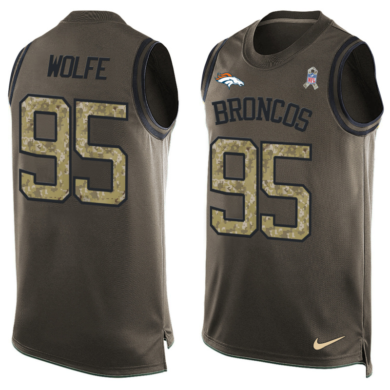 Nike Broncos 95 Derek Wolfe Olive Green Salute To Service Player Name & Number Tank Top