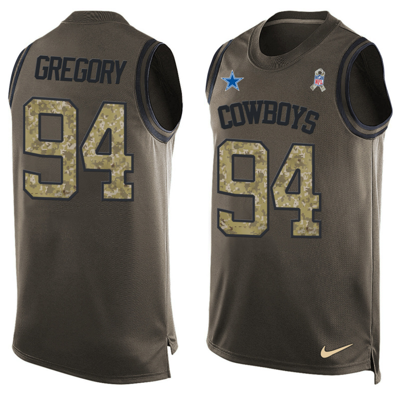 Nike Cowboys 94 Randy Gregory Olive Green Salute To Service Player Name & Number Tank Top