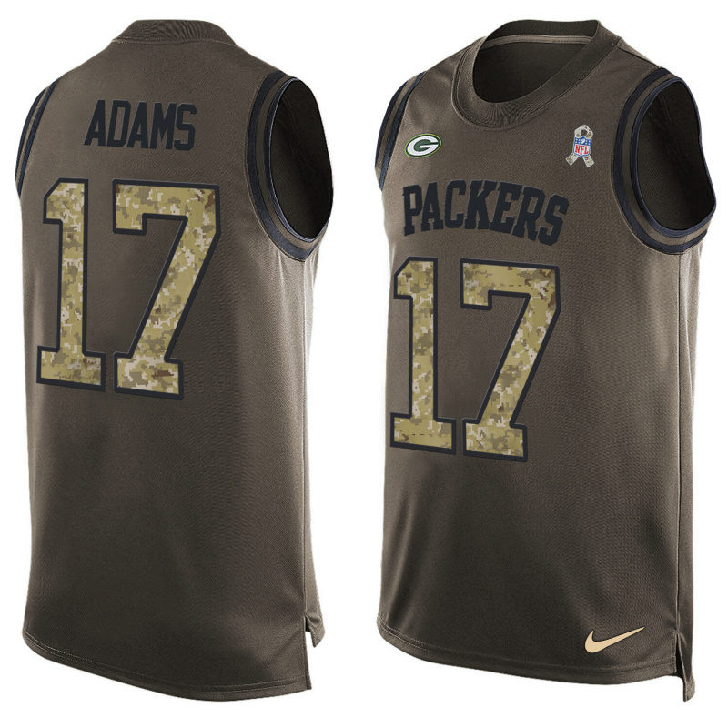 Nike Packers 17 Davante Adams Olive Green Salute To Service Player Name & Number Tank Top