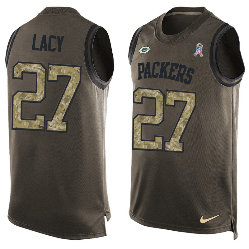 Nike Packers 27 Eddie Lacy Olive Green Salute To Service Player Name & Number Tank Top
