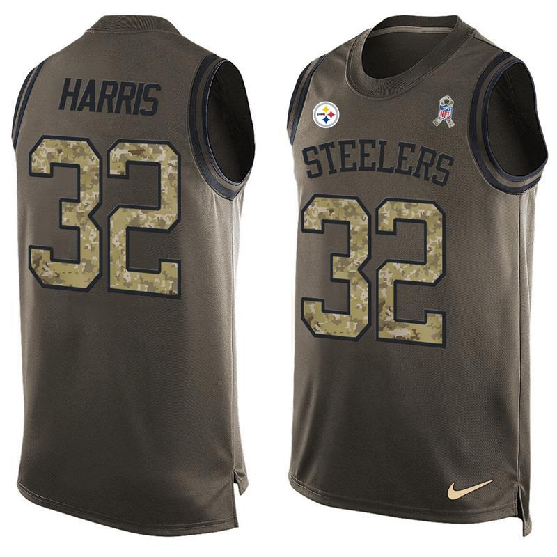 Nike Steelers 32 Josh Harris Olive Green Salute To Service Player Name & Number Tank Top
