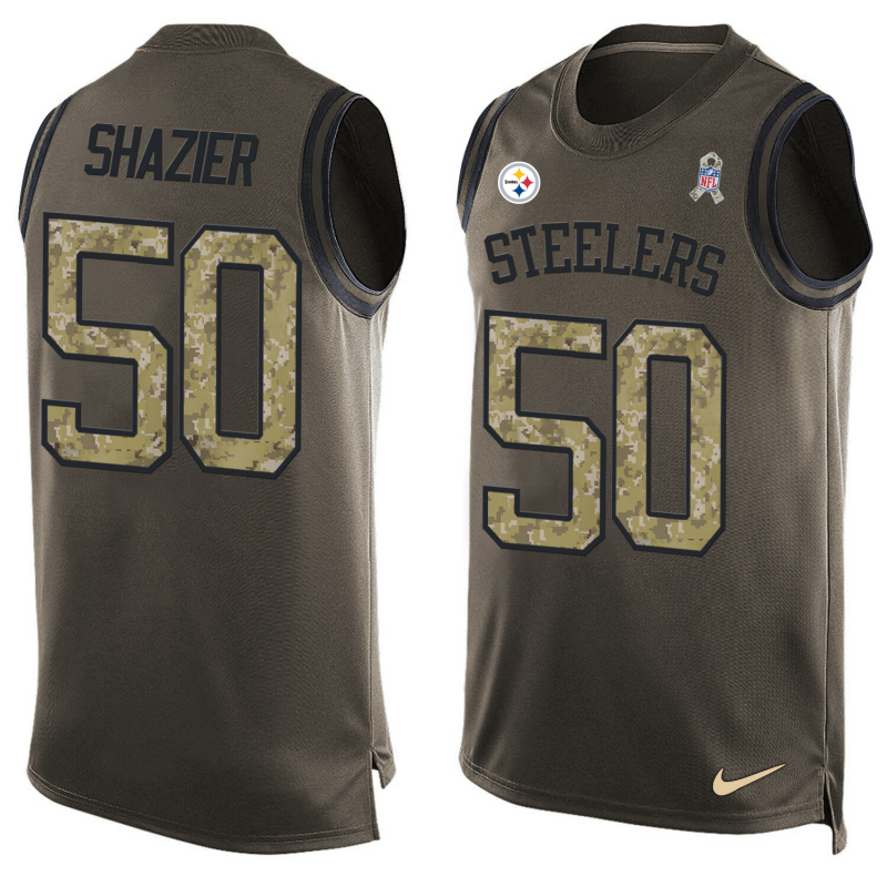 Nike Steelers 50 Ryan Shazier Olive Green Salute To Service Player Name & Number Tank Top