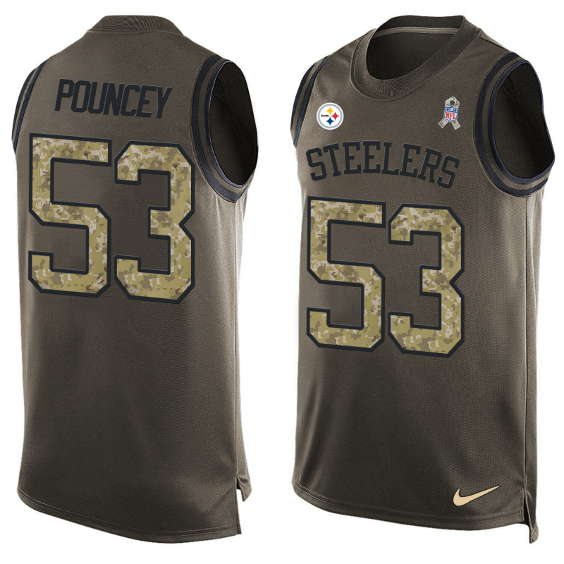 Nike Steelers 53 Maurkice Pouncey Olive Green Salute To Service Player Name & Number Tank Top