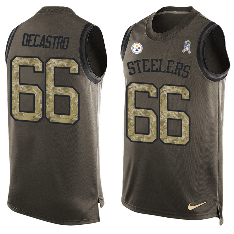 Nike Steelers 66 David DeCastro Olive Green Salute To Service Player Name & Number Tank Top