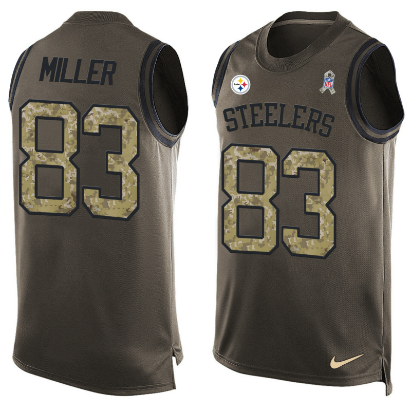 Nike Steelers 83 Heath Miller Olive Green Salute To Service Player Name & Number Tank Top