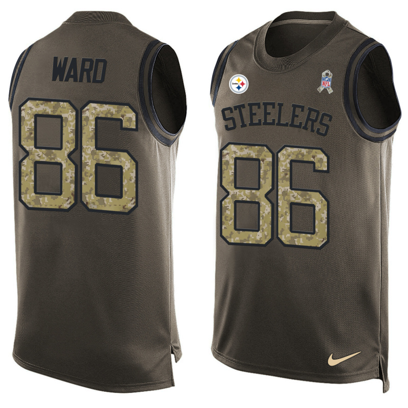 Nike Steelers 84 Hines Ward Olive Green Salute To Service Player Name & Number Tank Top