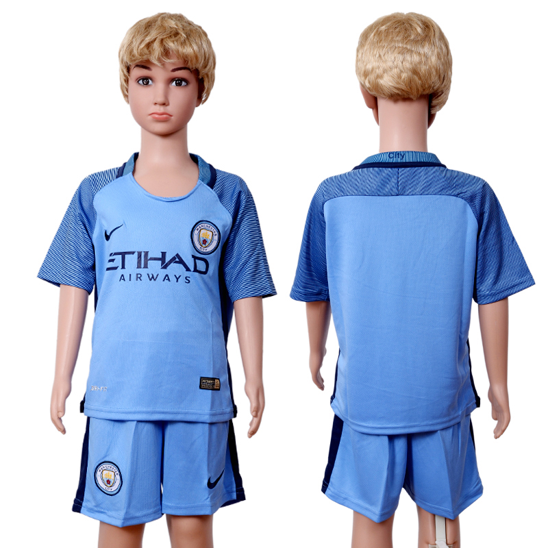2016-17 Manchester City Home Youth Soccer Jersey