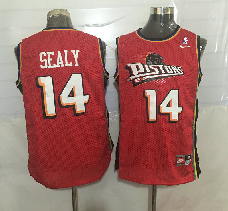 Pistons 14 Malik Sealy Red Nike Stitched Jersey