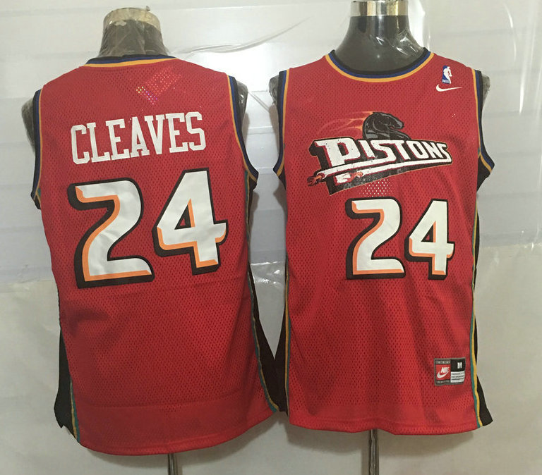 Pistons 24 Mateen Cleaves Red Nike Stitched Jersey