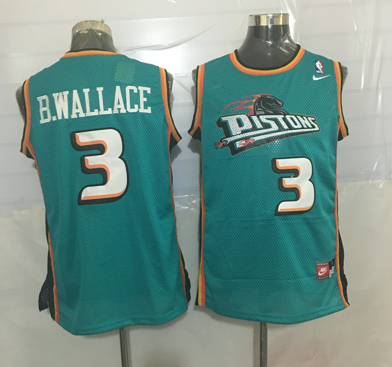 Pistons 3 Ben Wallace Teal Nike Stitched Jersey