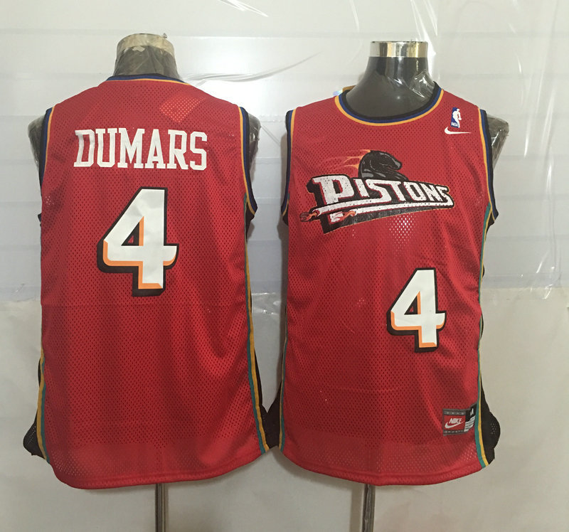 Pistons 4 Joe Dumars Red Nike Stitched Jersey