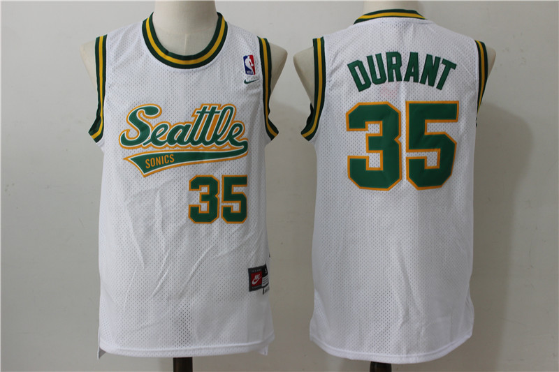 SuperSonics 35 Kevin Durant White Nike Stitched Jersey