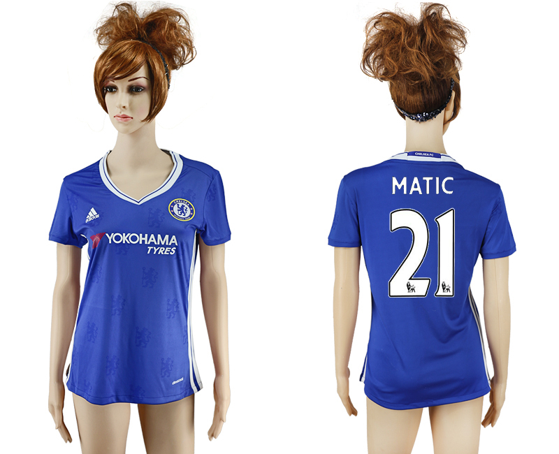 2016-17 Chelsea 21 MATIC Home Women Soccer Jersey
