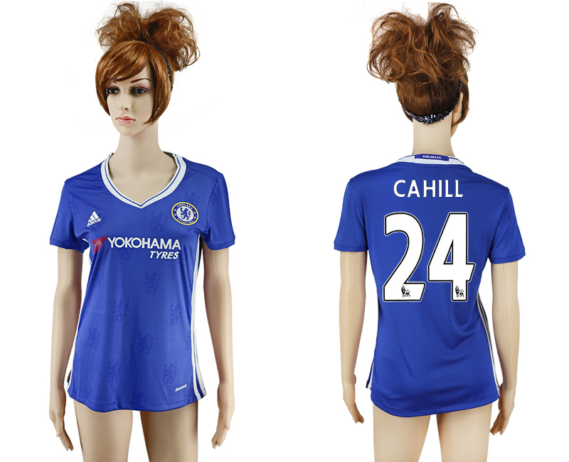 2016-17 Chelsea 24 CAHILL Home Women Soccer Jersey