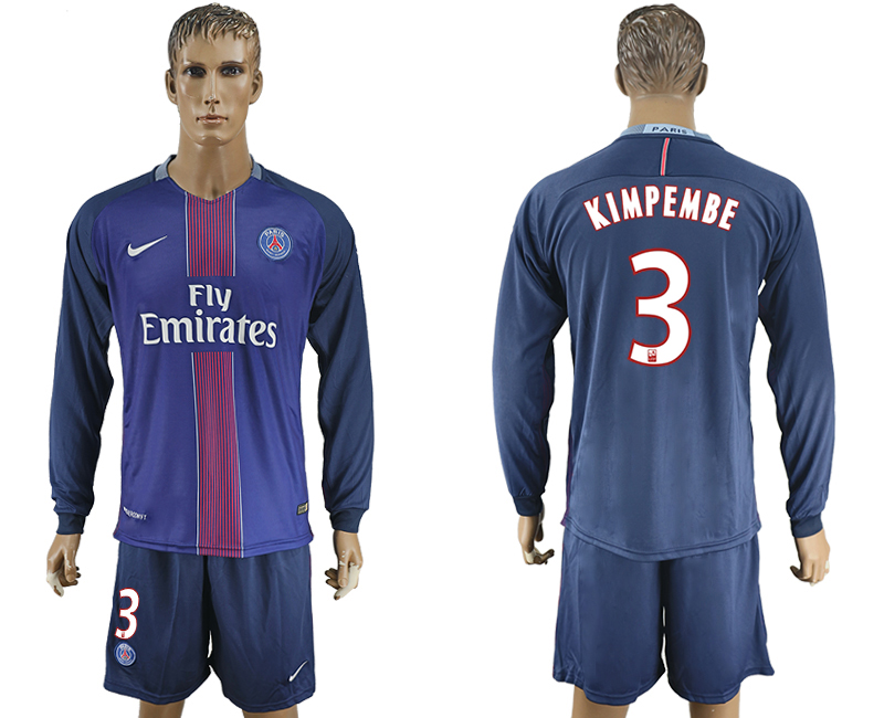 2016-17 Paris Saint-Germain 3 KIMPEMBE Home Long Sleeve Soccer Jersey