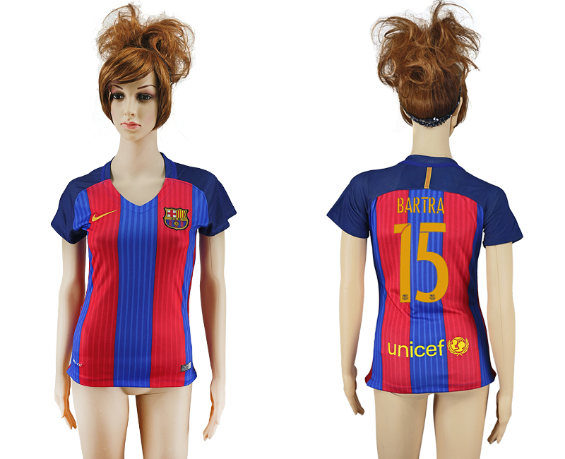 2016-17 Barcelona 15 BARTRA Home Women Soccer Jersey