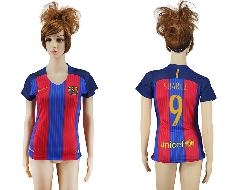 2016-17 Barcelona 9 SUAREZ Home Women Soccer Jersey