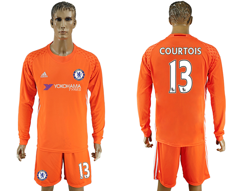 2016-17 Chelsea 13 COURTOIS Goalkeeper Long Sleeve Soccer Jersey