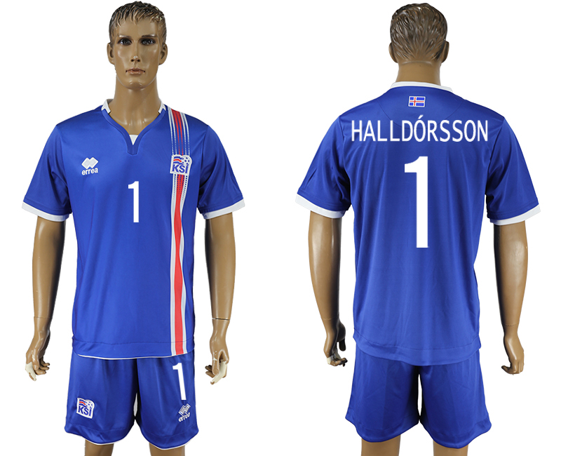 Iceland 1 HALLDORSSON Home UEFA Euro 2016 Soccer Jersey
