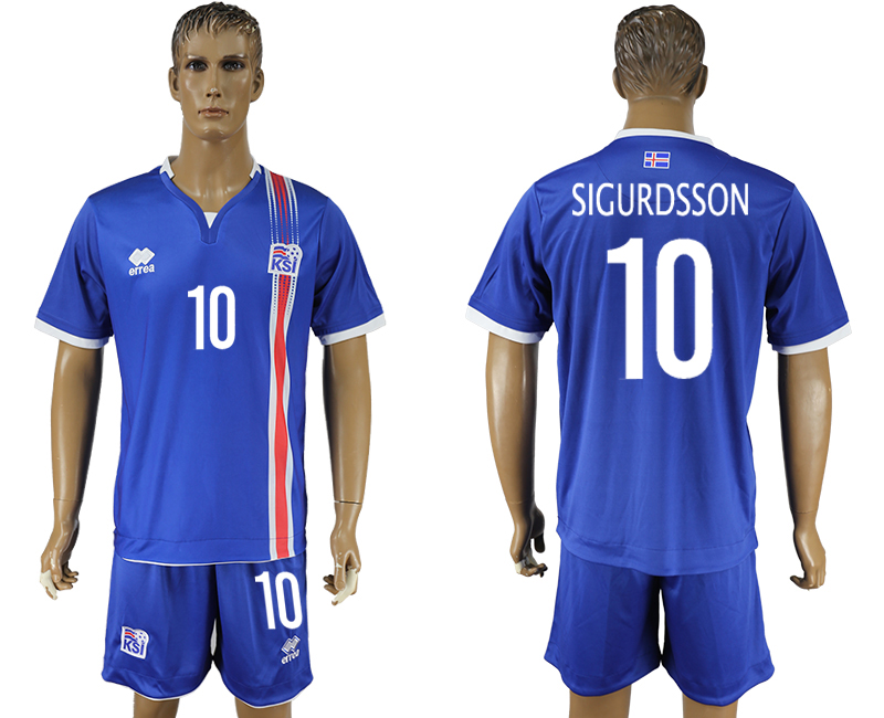 Iceland 10 SIGURDSSON Home UEFA Euro 2016 Soccer Jersey